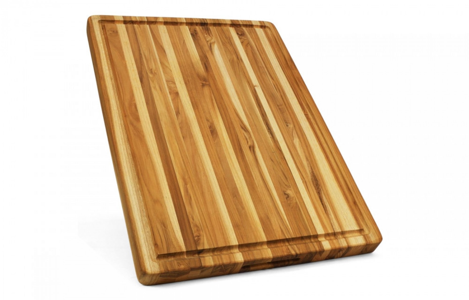 Rectangular Teak Cutting Board With Hand Grip And Juice Groove
