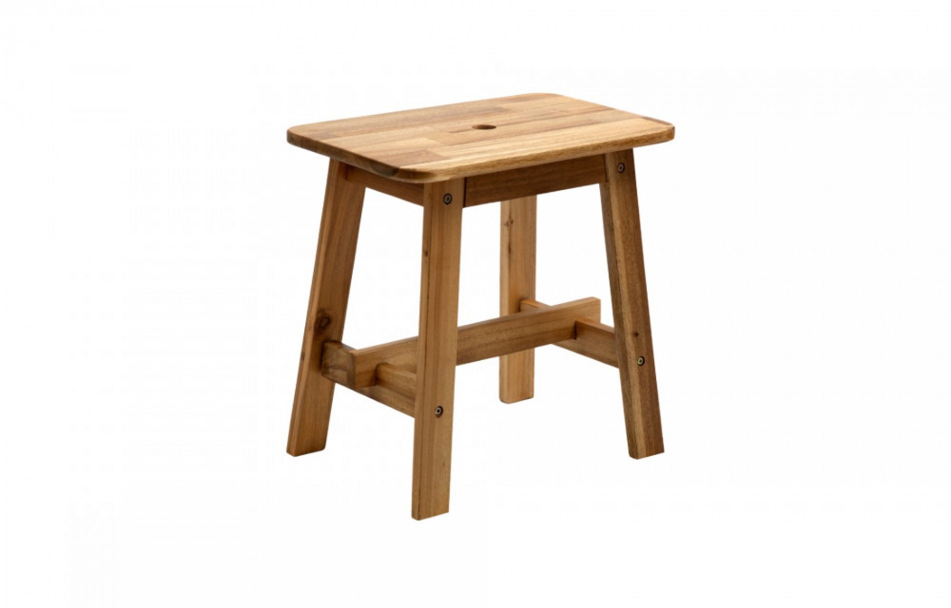 RECTANGULAR TOP ACACIA WOOD STOOL NATURAL COLOR