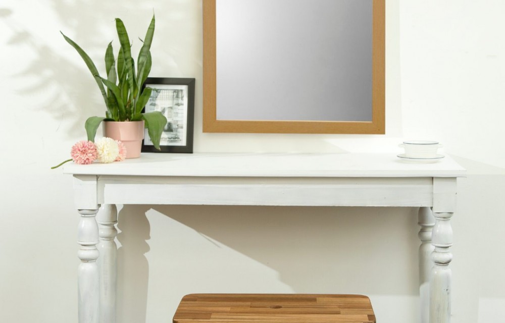 RECTANGULAR TOP ACACIA WOOD STOOL NATURAL COLOR